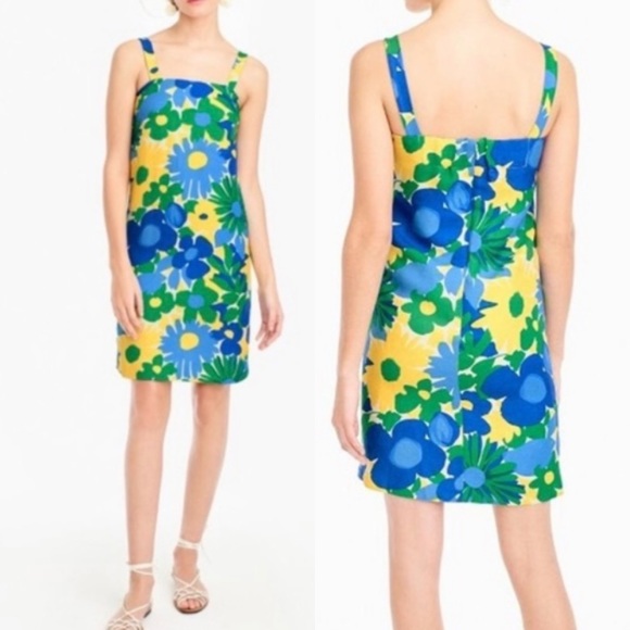 J. Crew Dresses & Skirts - J. Crew Morning Floral Shift Mini Dress Green Yellow Sz 00